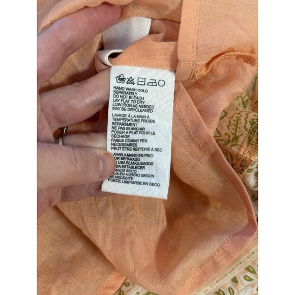 Cleobella Organic Cotton Peach Floral Smocked Midi Dress- Large - Picture 5 of 16